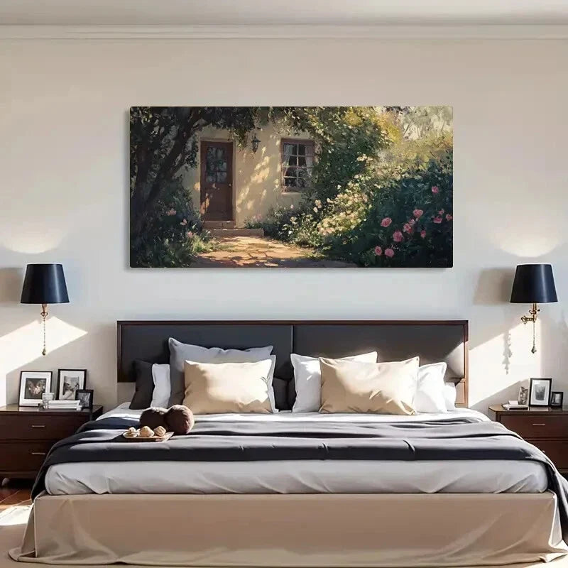Garden-Themed Sunlight Rose Wall Art Canvas Office Home Room Framed 80x45cm