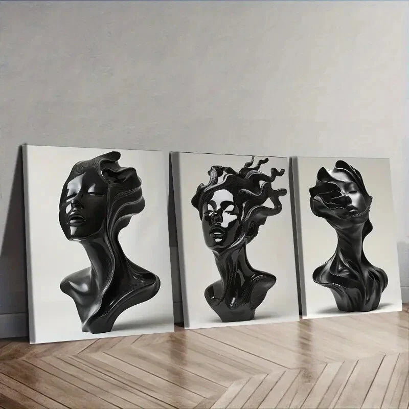 3pcs Matte ceramic sculpture Wall Art Set Canvas Framed 40x60cm - High Quality Print 100% Australian Made Wall Canvas Ready to Hang