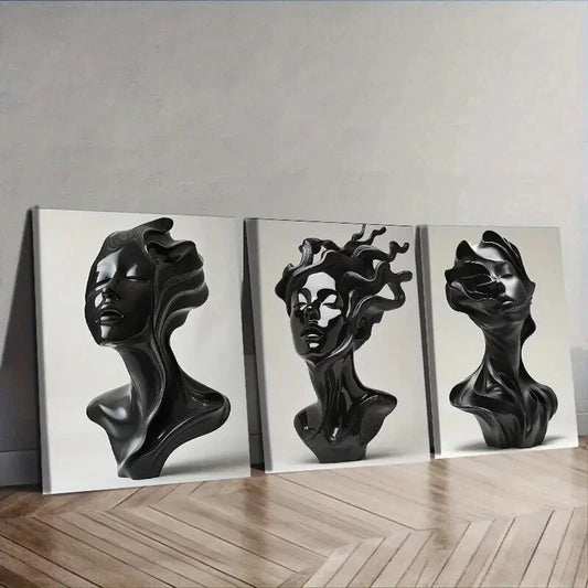 3pcs Matte ceramic sculpture Wall Art Set Canvas Framed 40x60cm - High Quality Print 100% Australian Made Wall Canvas Ready to Hang