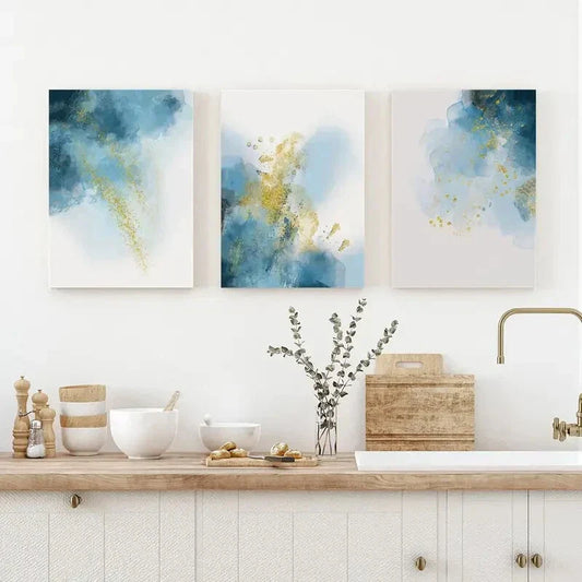 3pcs Elegant Watercolor Abstract Metal Print Ready to Hang Art