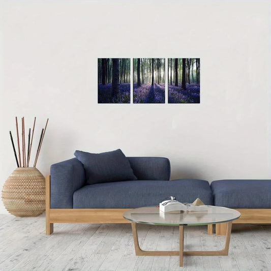 3pcs Purple Lavender Flowers Artwork Metal Print Ready to Hang Art