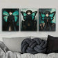 3pcs The Woman with The Green Butterfly On Face Metal Print Ready to Hang Art