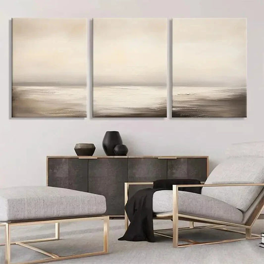 3pcs Calm Ocean Tones Minimalist Décor Perfect Wall Art Set Canvas Framed 40x60cm - High Quality Print 100% Australian Made Wall Canvas Ready to Hang