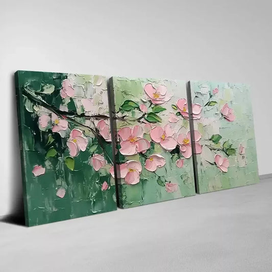 3pcs Magnificent Pink Flowers with Greenery Wall Art Set  Canvas Framed 40x60cm - High Quality Print 100% Australian Made Wall Canvas Ready to Hang