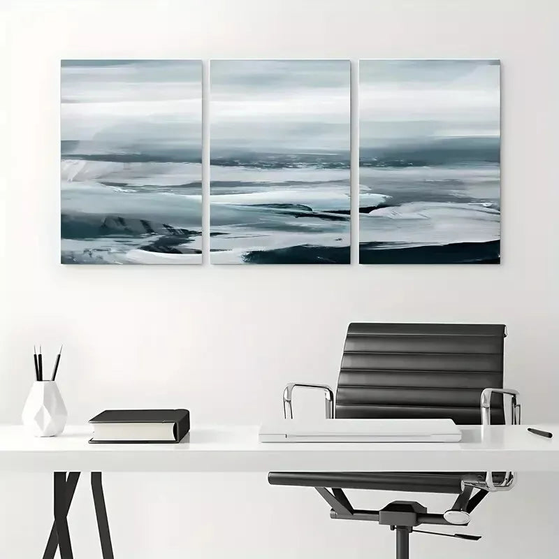3pcs Teal Mountain Canvas Framed 40x60cm - High Quality Print 100% Australian Made Wall Canvas Ready to Hang