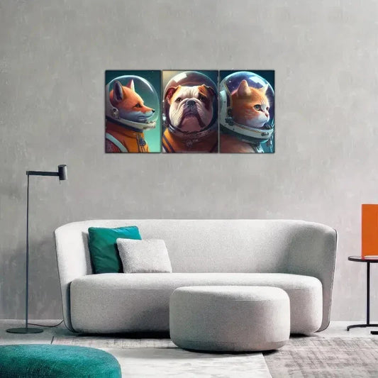 3pcs Animal Portrait Art Poster Surreal Art Metal Print Ready to Hang Art
