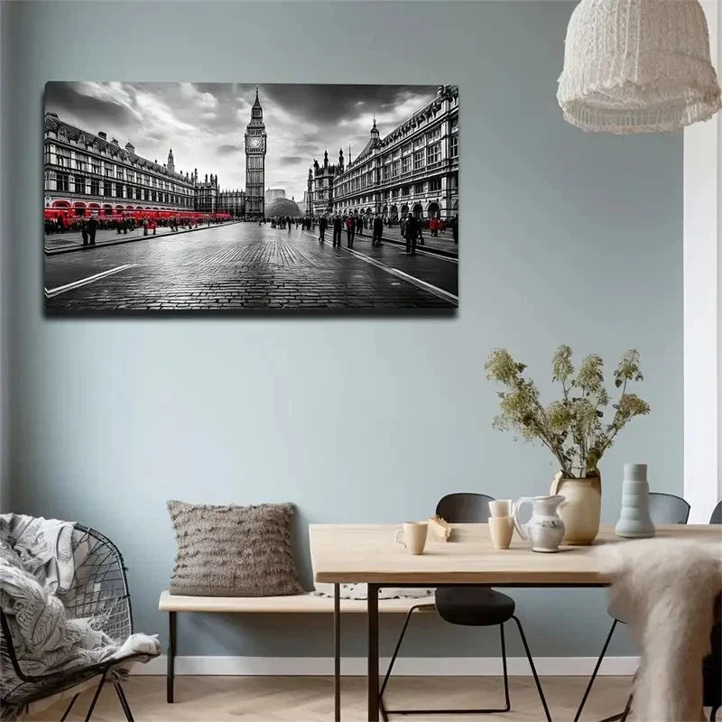 Road Urban Landscape Wall Art Canvas Office Home Room Framed 80x45cm
