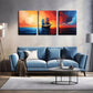 3pcs A Sailboat Sailing On The Sea,  Wall Art Set Canvas Framed 40x60cm - High Quality Print 100% Australian Made Wall Canvas Ready to Hang