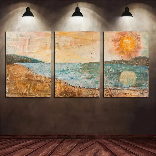 3pcs Tranquility Beach Theme Metal Print Ready to Hang Art
