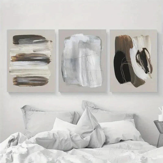 3pcs Nordic Minimalist Style Abstract Line Metal Print Ready to Hang Art