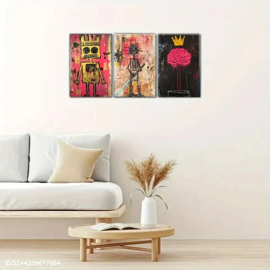 3pcs Abstract Expressionism Art Graffiti Style Metal Print Ready to Hang Art