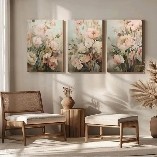3pcs Modern Minimalist Featuring a Floral Design Metal Print Ready to Hang Art