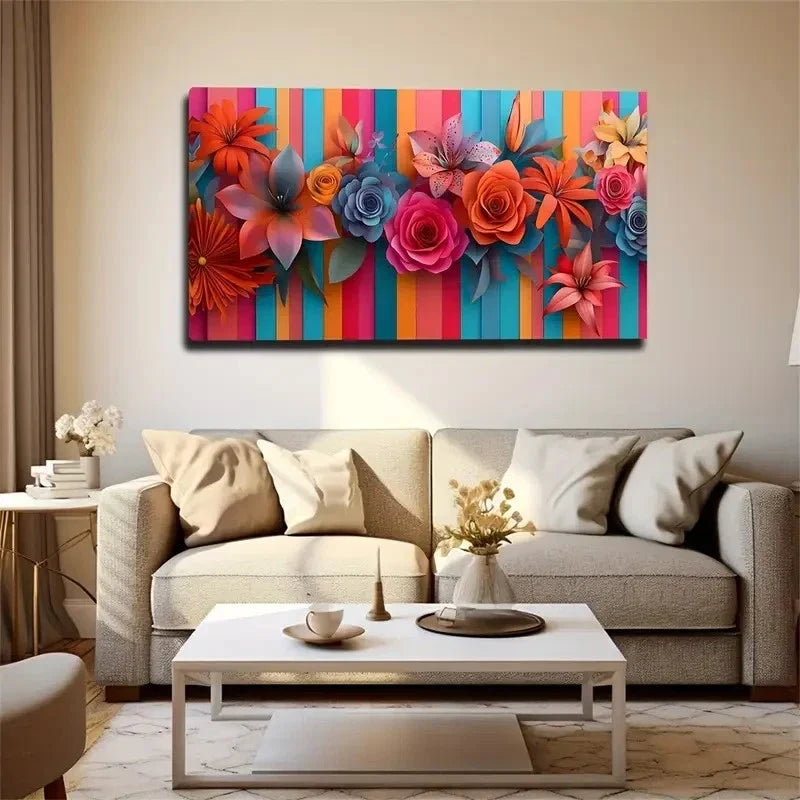 A Colorful Vertical Stripe Wall Art Canvas Office Home Room Framed 120x60cm