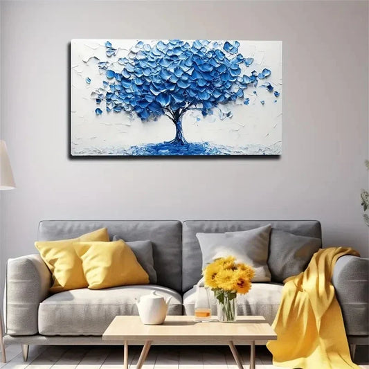 Blue Brushstroke Canopy Wall Art canvas office home room framed 120x60cm