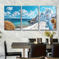 3pcs Traditional Cycladic Architecture with Blue Metal Print Ready to Hang Art