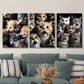 3pcs Cat Family Portrait Ink Animal Print Metal Print Ready to Hang Art