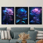 3pcs Rose burning with thorns, Metal Print Ready to Hang Art