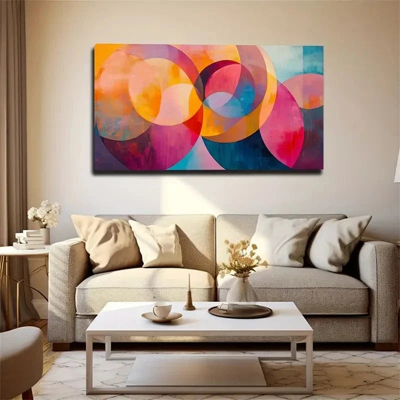 Colorful Geometric Design Wall Art Canvas Office Home Room Framed 120x60cm
