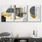 3pcs  Abstract Geometric Golden, Black & White  Metal Print Ready to Hang Art