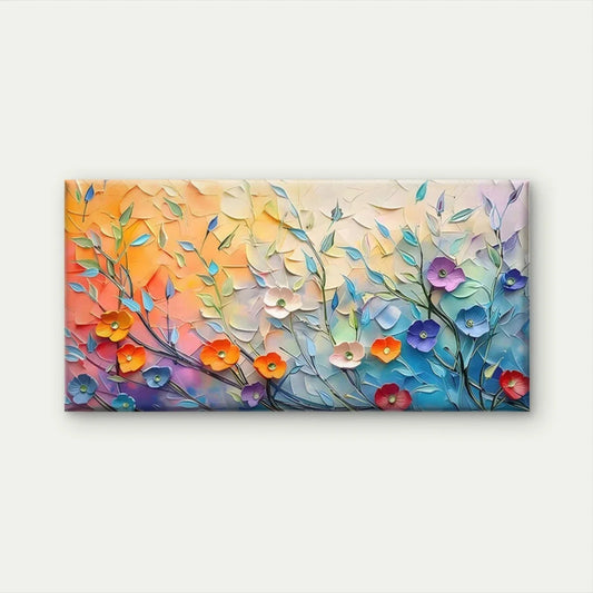 Abstract Floral Blossom Wall Art Canvas Office Home Room Framed 80x45cm