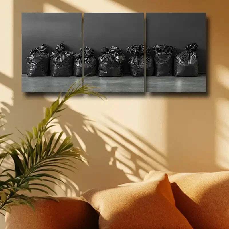 3pcs Featuring Garbage Bags Metal Print Ready to Hang Art