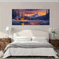 Cabin & Mountain Range Wall Art Canvas Office Home Room Framed 120x60cm