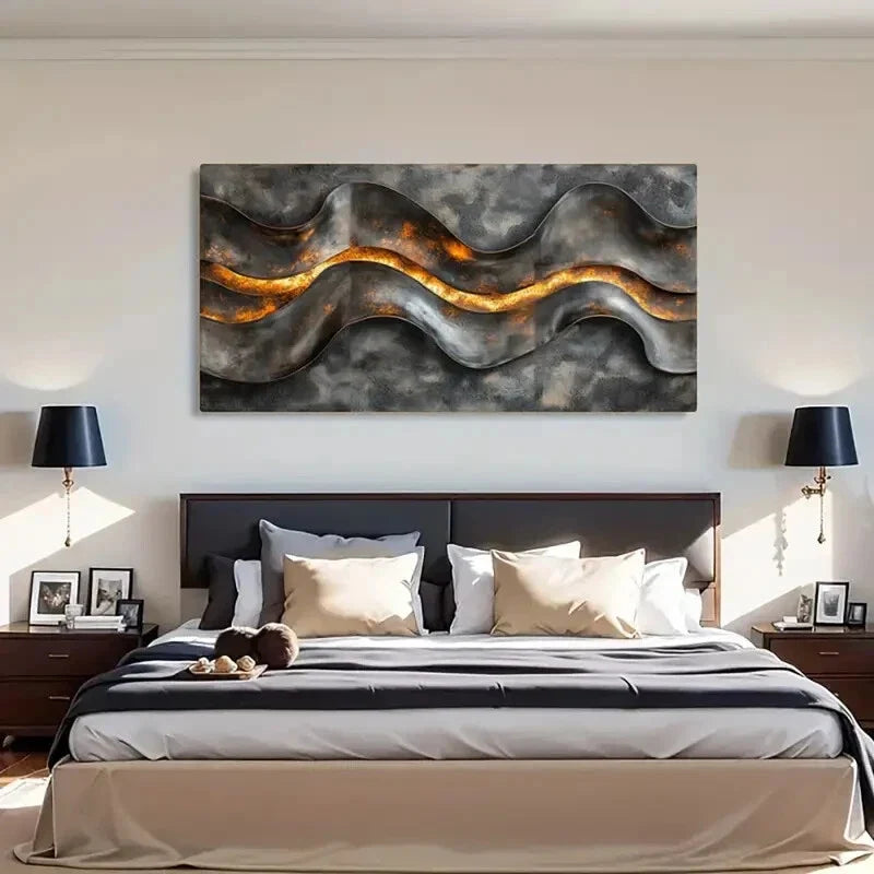 Vibrant Warm Glows Textured Wall Art Canvas Office Home Room Framed 120x60cm