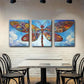 3pcs Vibrant Dragonfly Colorful Abstract Metal Print Ready to Hang Art