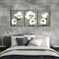 3pcs Gray Green Vintage Style White Flowers  Metal Print Ready to Hang Art