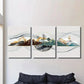 3pcs Golden landscape gold foil Metal Print Ready to Hang Art