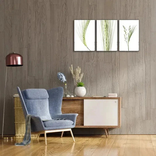 3pcs Stylish Mixed Grasses & Barley Ear Metal Print Ready to Hang Art