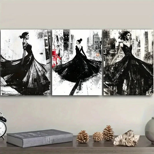 3pcs A model Art Painting Luxurious Metal Print Ready to Hang Art