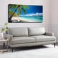 Vibrant Blue Ocean & Palm Wall Art canvas office home room framed 120x60cm