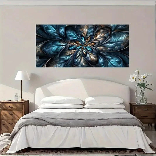Abstract Fractal Artwork Floral Wall Art Canvas Office Home Room Framed 80x45cm