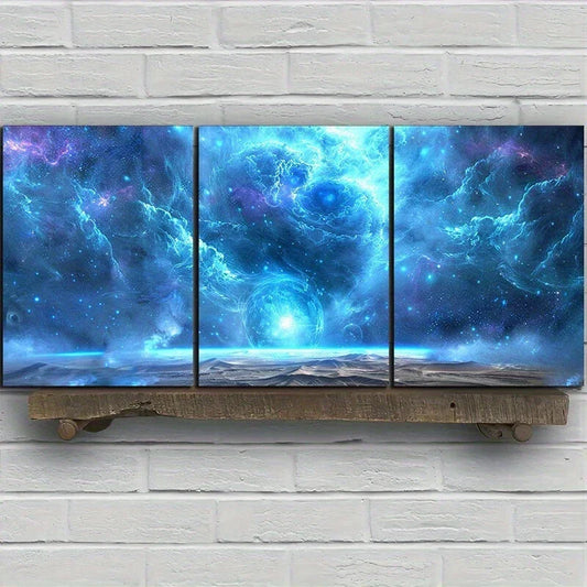 3pcs Starry Sky Colourful Clouds Metal Print Ready to Hang Art
