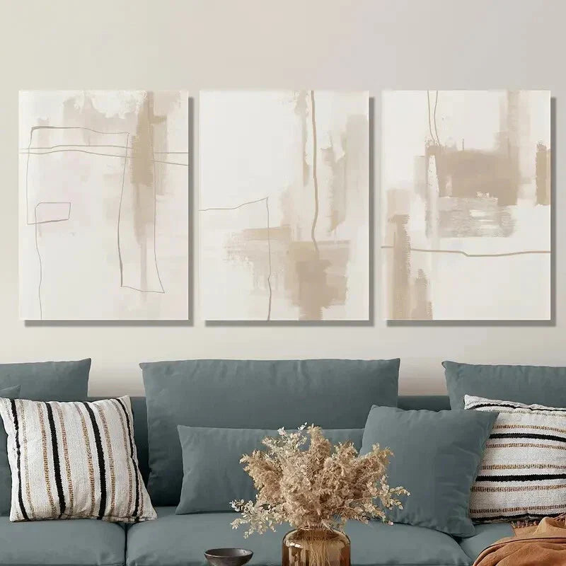 3pcs Abstract golden line outline Metal Print Ready to Hang Art