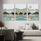 3pcs Abstract Mountain & Forest Golden Accents Metal Print Ready to Hang Art