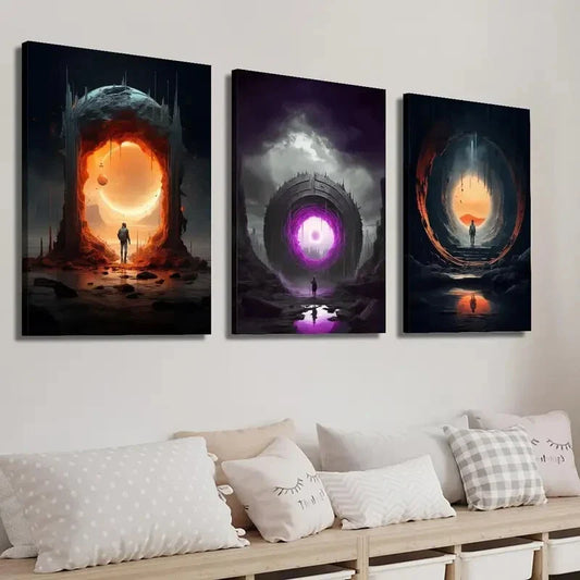 3pcs Fantasy Universe Design Wall Art Set Canvas Framed 40x60cm - High Quality Print 100% Australian Made Wall Canvas Ready to Hang