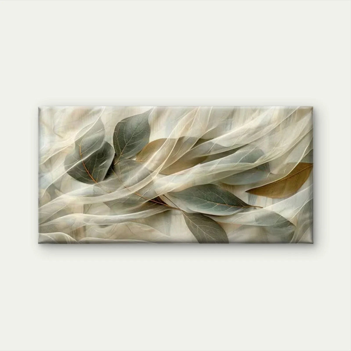 Abstract Green Leaf Wall Art Canvas Office Home Room Framed 80x45cm