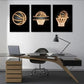 3pcs  Creative Basketball Art Neon Painting Metal Print Ready to Hang Art