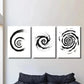 3pcs Black and White Spiral Minimalist Abstract Metal Print Ready to Hang Art