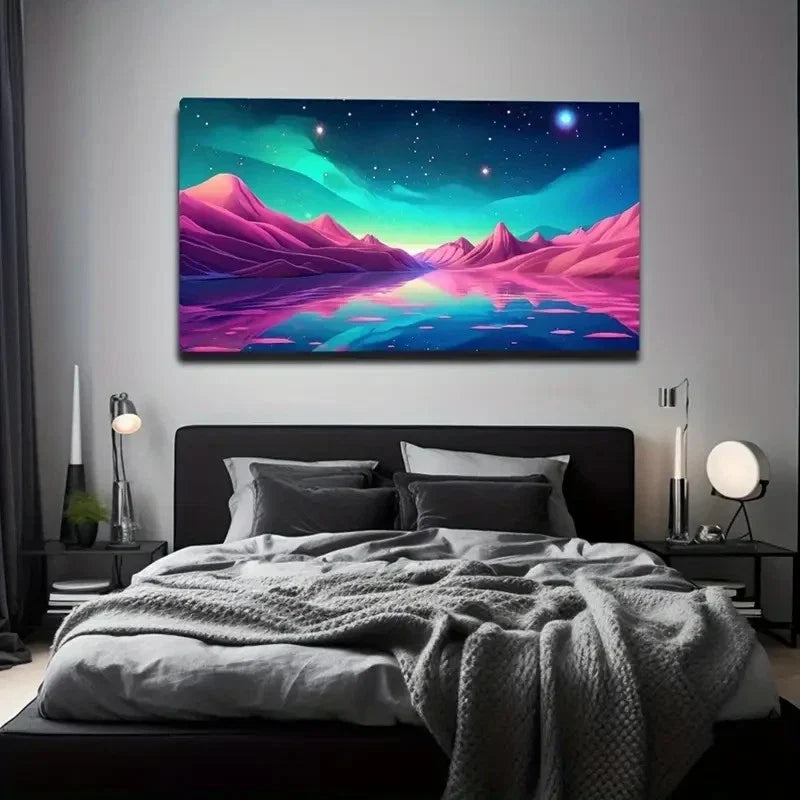 Bold Pink Mountain Wall Art Canvas Office Home Room Framed 120x60cm