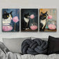 3pcs  Kitty Eating Marshmallows Metal Print Ready to Hang Art