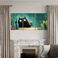3pcs Artistic Cat Holding Wine Bottle Metal Print Ready to Hang Art