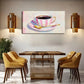 Pink & White Dark Drinks Cup Wall Art Canvas Office Home Room Framed 120x60cm