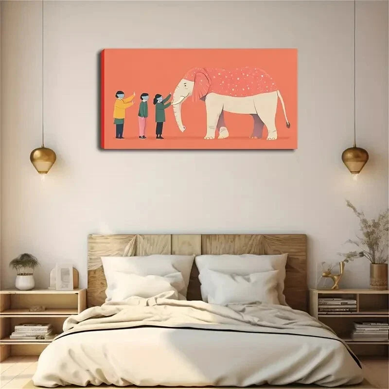 Elephant Colorful Prefect Wall Art Canvas Office Home Room Framed 120x60cm