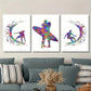 3pcs Vibrant Surfing Couple Design Metal Print Ready to Hang Art