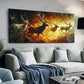 Majestic Stags Gold Fiery wall canvas office home room framed 120x60cm