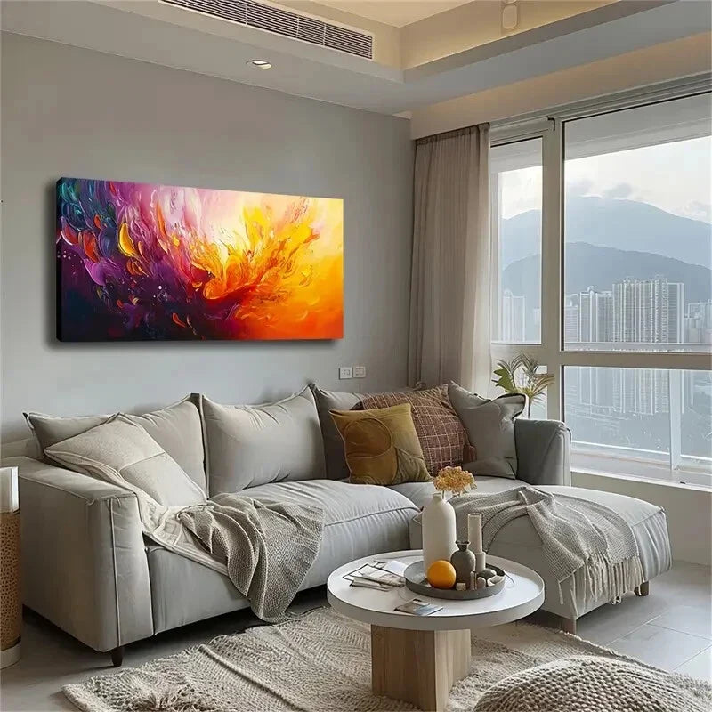 Dynamic Visual Effect Flame Wall Art Canvas Office Home Room Framed 120x60cm