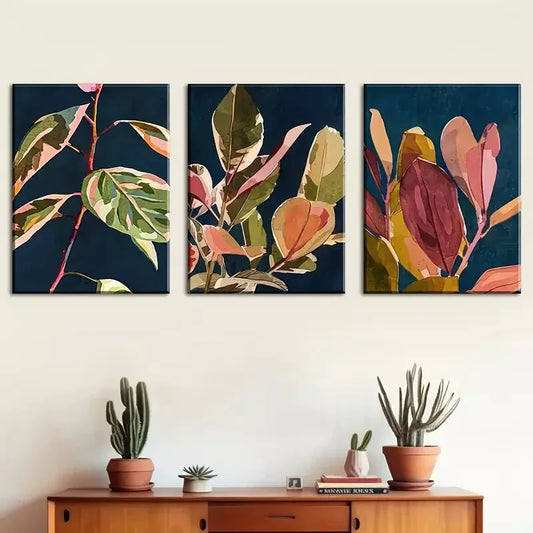 3pcs tropical plant leaf art decoration, plant    Wall Art Set Canvas Framed 40x60cm - High Quality Print 100% Australian Made Wall Canvas Ready to Hang
